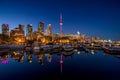 Toronto city skyline at Night fromÃÂ Marina Quay West, Ontario, Canada Royalty Free Stock Photo